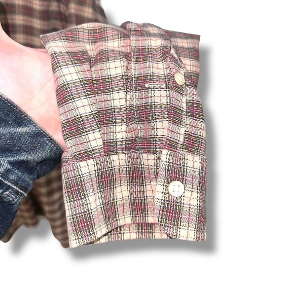 Polo Jeans Co. Ralph Lauren Tan Plaid Oxford Button Up Shirt XL - Picture 5 of 6